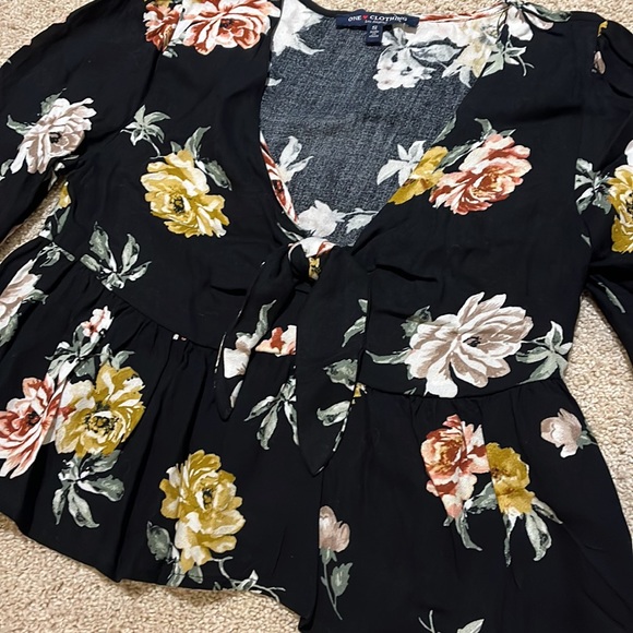 Long Sleeve Crop Top- Bell Sleeves, Ruffled Bottom- Small - Picture 2 of 5